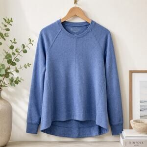 Athleta Farallon Pullover Sweatshirt Heather Blue Hi Low Swing Top Women's S